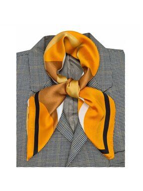 ✨Silky Square Scarf Abstract Geometric Pattern Versatile Stylish Luxury Yellow✨